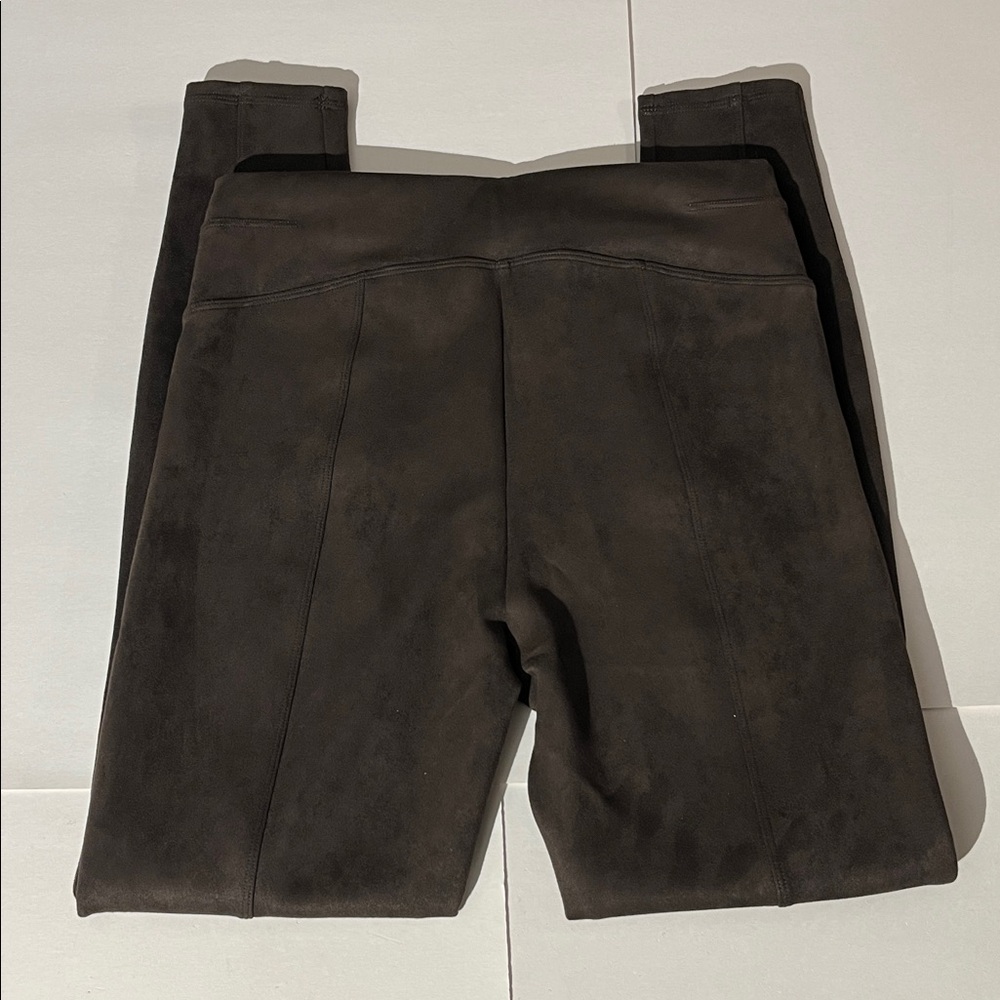 Spanx Chocolate Brown Leggings Suede-Like Texture Velvet Medium Fall Winter - Picture 5 of 7